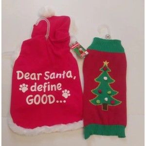 Christmas Holiday Pet Sweater Soft Dog Cat Coat Gift Puppy Winter Lot Of 2 NEW M